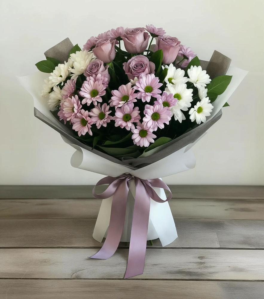 Букет цветов из: Хризантемы и Розы в Александрове