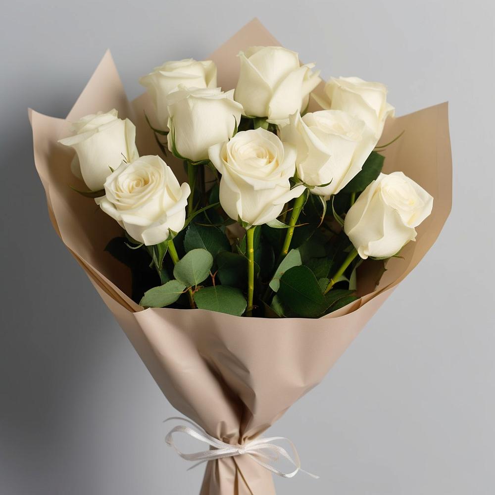 Букет 9 Белых роз Эдлесс Лав в Александрове