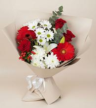 Букет цветов из:  Розы, Хризантемы, Герберы и Лилии в Александрове