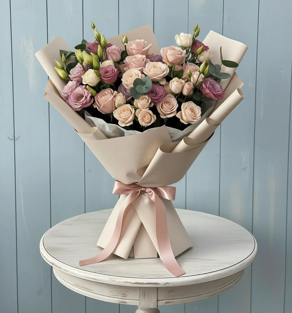 Букет цветов из: Розы и Лизиантусы в Александрове