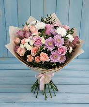 Букет цветов из:  Хризантемы, Розы и Альстромерии в Александрове